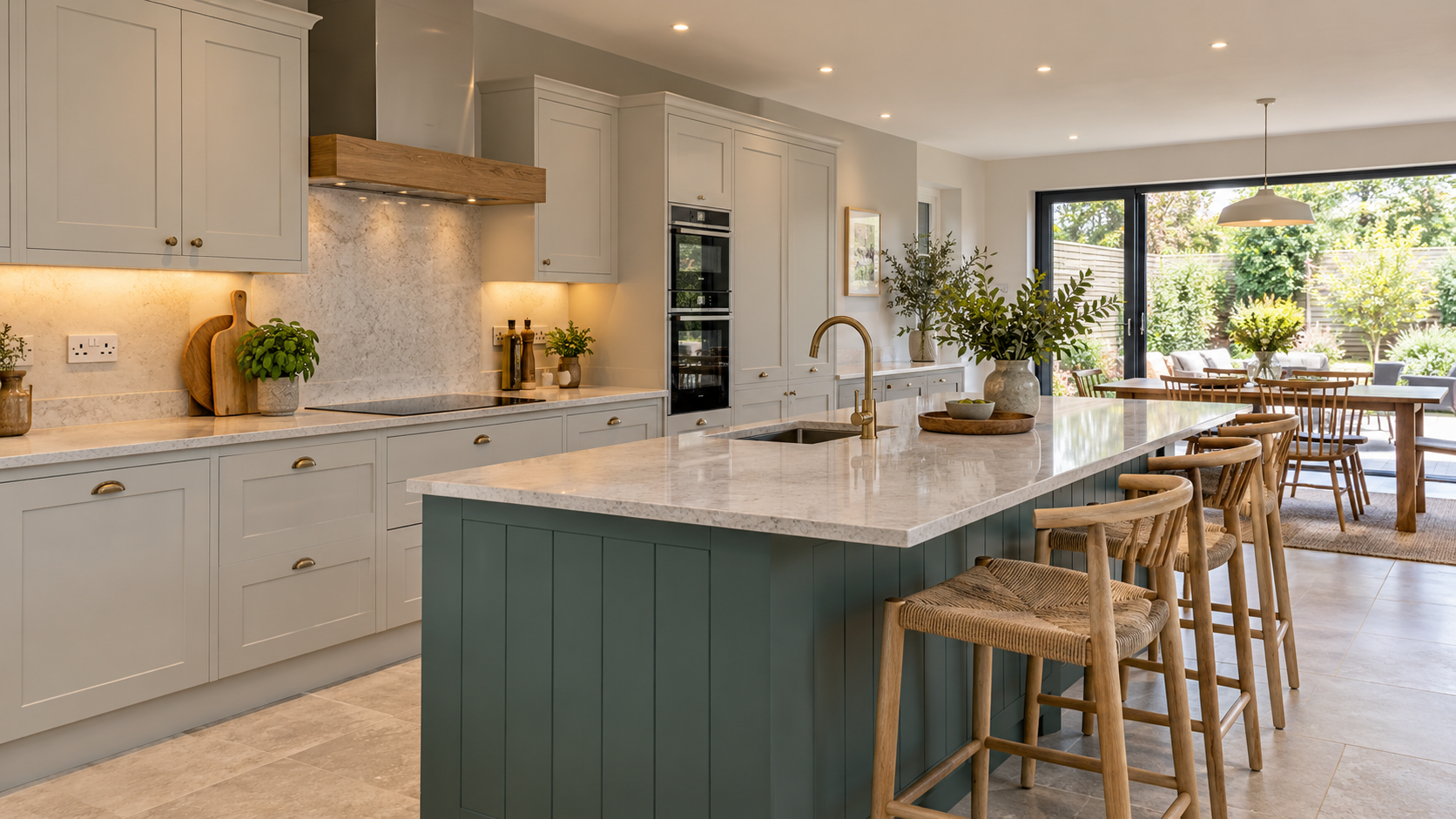 A thoughtfully lit contemporary kitchen
